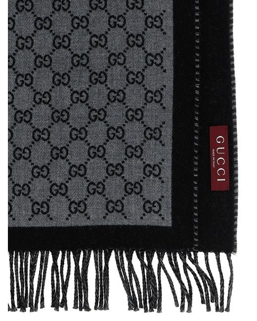 Gucci Black Gg Jacquard Scarf for men