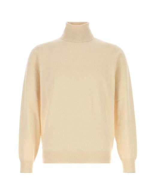 Brunello Cucinelli Natural Cashmere Turtleneck Sweater for men