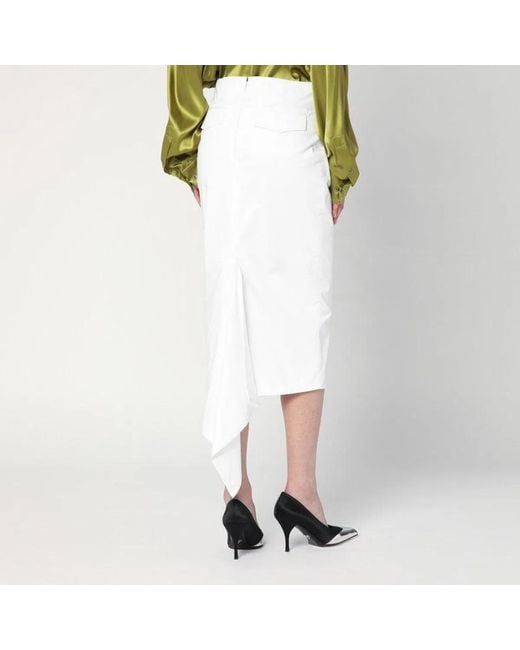 THE LATEST White Cotton Midi Skirt