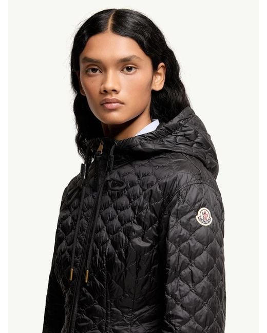 Moncler Black Arum Hooded Mid-Length Down Jacket