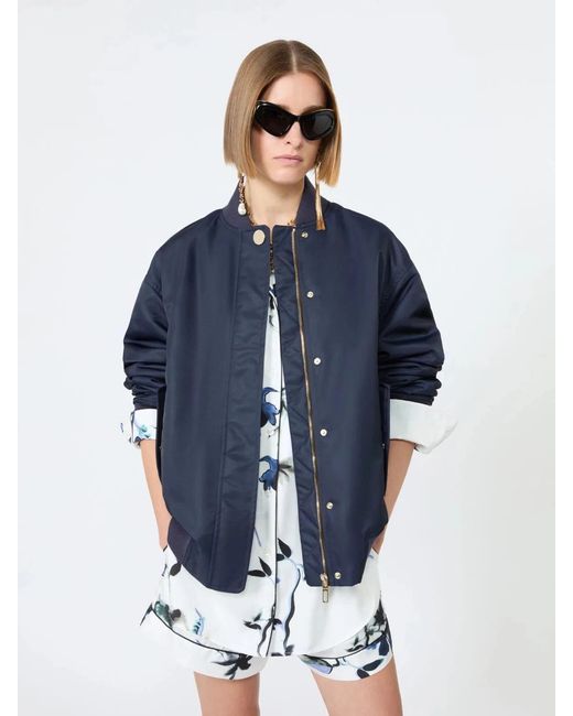 Max Mara Blue Spxangelo Oversized Bomber Jacket