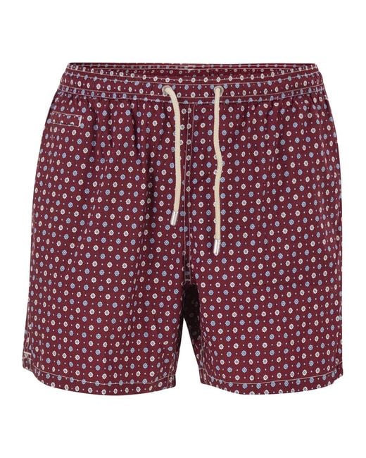 Mc2 Saint Barth Red Micro-Print Swimsuit for men