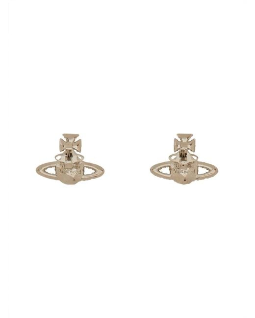 Vivienne Westwood Metallic Stud Earrings Grace Bas Relief With Crystals
