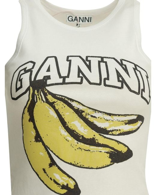 Ganni Gray Cotton Rib Tank Top