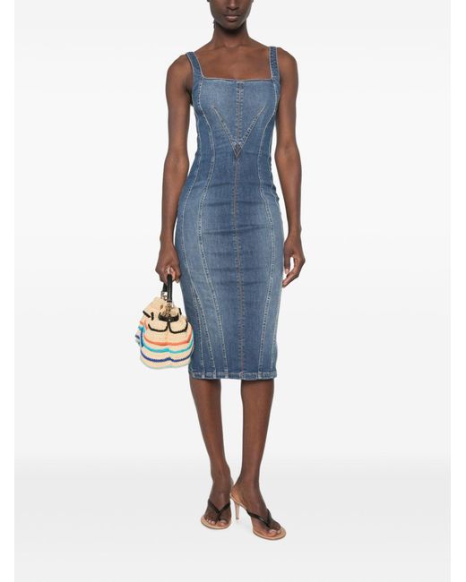 Elisabetta Franchi Blue Jeans Midi Dress