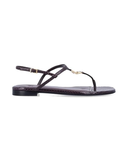 Fendi Blue Ffold Leather Sandals