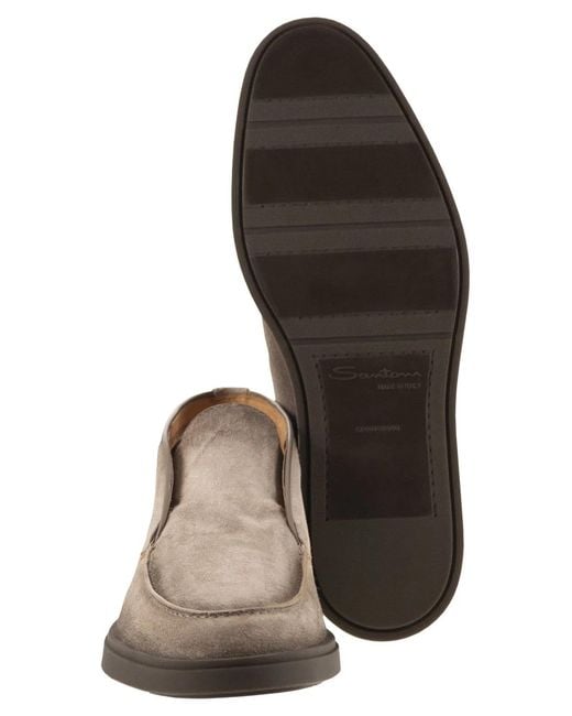 Santoni Brown Suede Leather Desert Boot for men