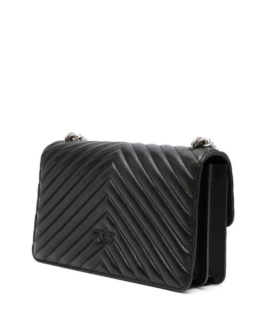 Pinko Black Love One Chevron Bag