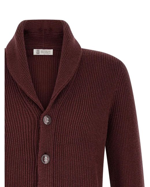 Brunello Cucinelli Purple Malfilé Cotton Cardigan for men