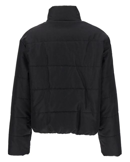 Moschino Black Padded Down Jacket With Logo Button Closure