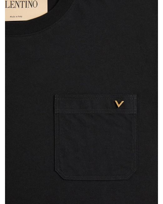 Valentino Black T-Shirt Jersey Vgold for men