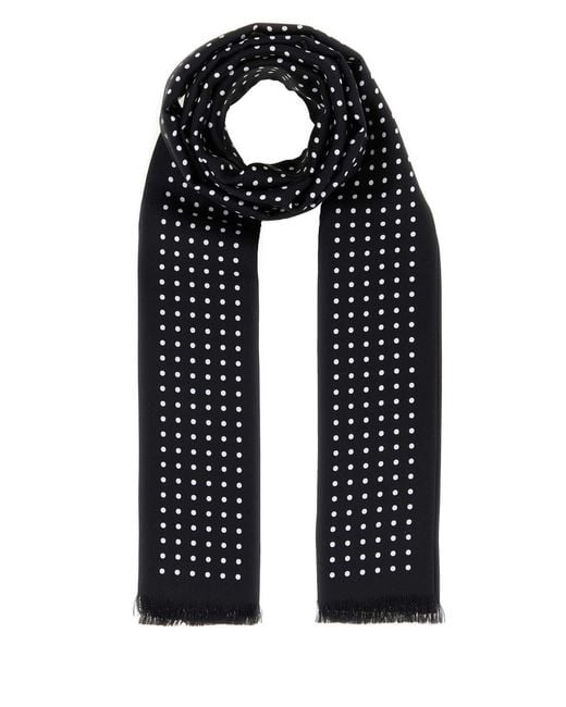 Tom Ford Black Folded Printed Dots Scarf 165X24 for men