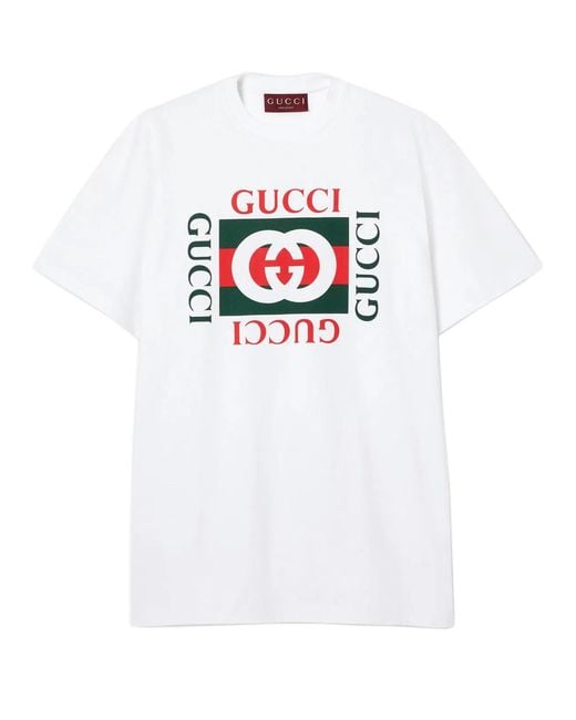 Gucci White Printed Cotton Jersey T-Shirt