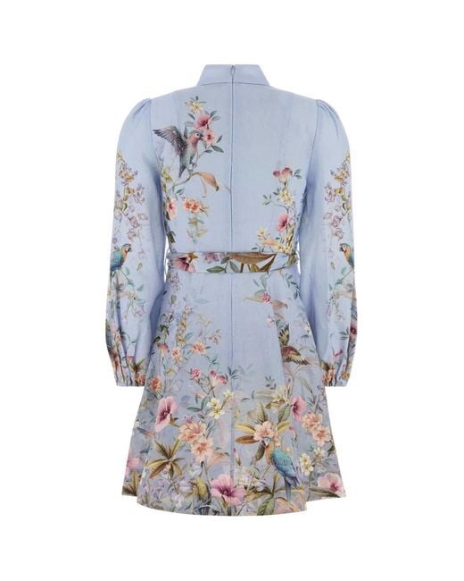 Zimmermann Blue Rebellion Button Mini Dress