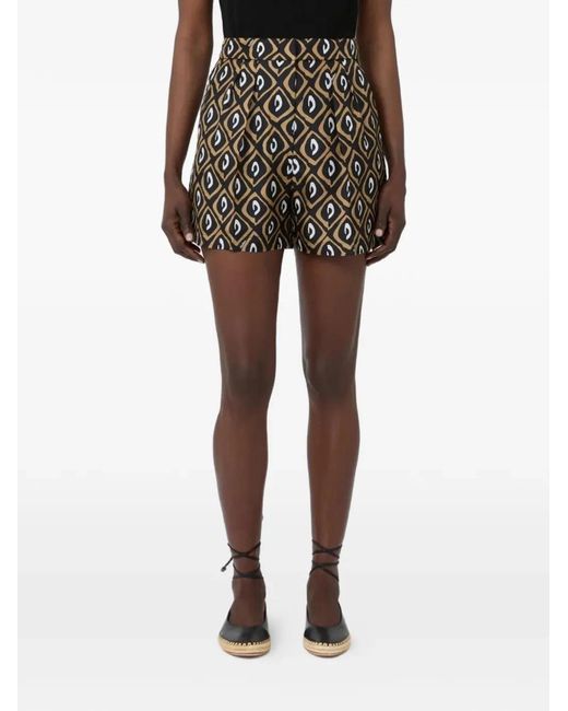 Max Mara Black Geometric Patterned Shorts