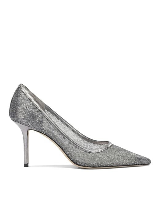 Jimmy Choo Gray Textile Lamb Leather Calf Leather Pumps