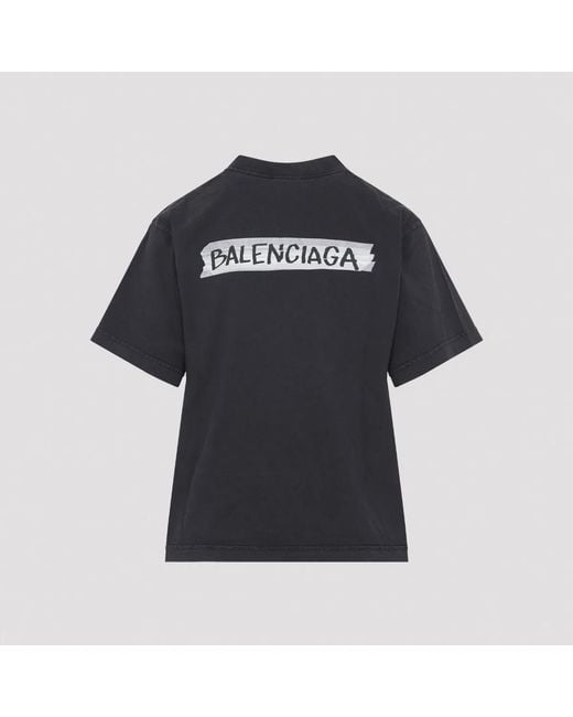 Balenciaga Black Cotton T-Shirts Medium Fit