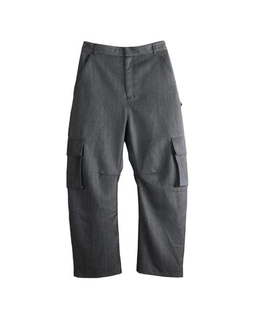 Balenciaga Gray Barrel Leg Wool Cargo Pants