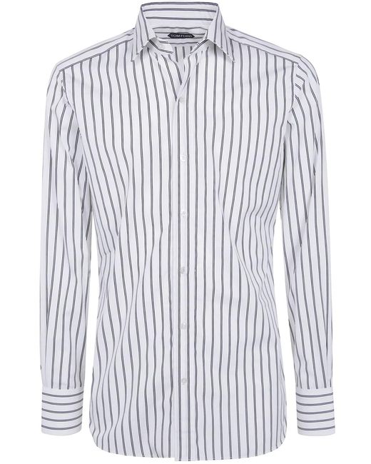 Tom Ford White Popeline Stripe Slim Fit Shirt for men