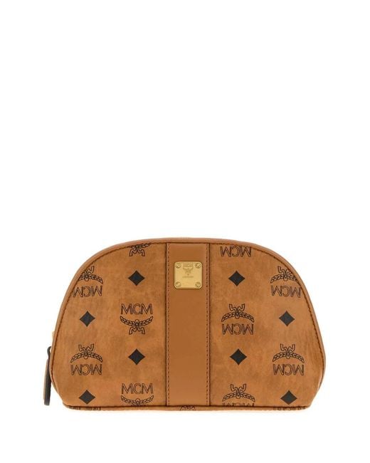 MCM Brown Canvas Mini Beauty Case