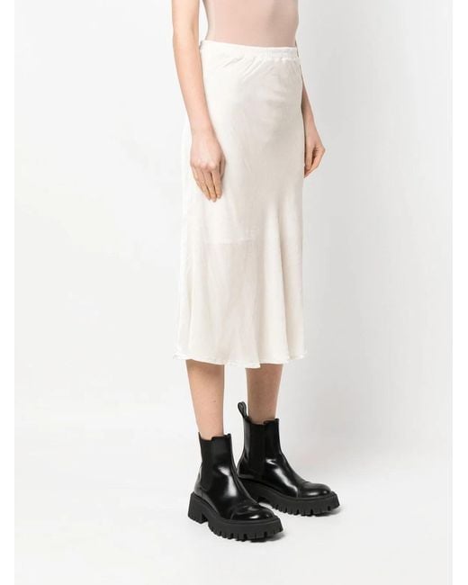 Gold Hawk White Velvet Long Skirt