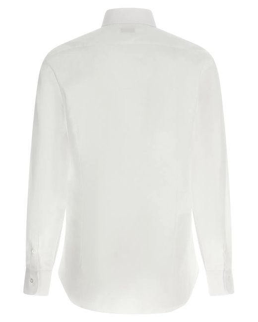 Barba Napoli White Cotton Shirt for men