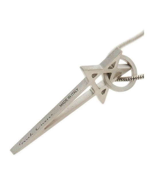 Rick Owens White 'Pentagram' Necklace