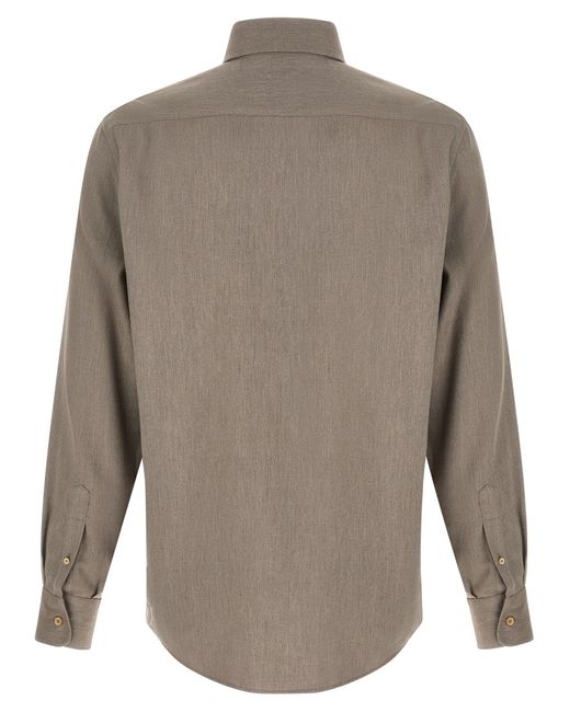 Brunello Cucinelli Gray Herringbone Shirt for men