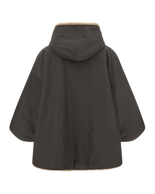 Lou Andrea Gray Reversible Cape With Hood