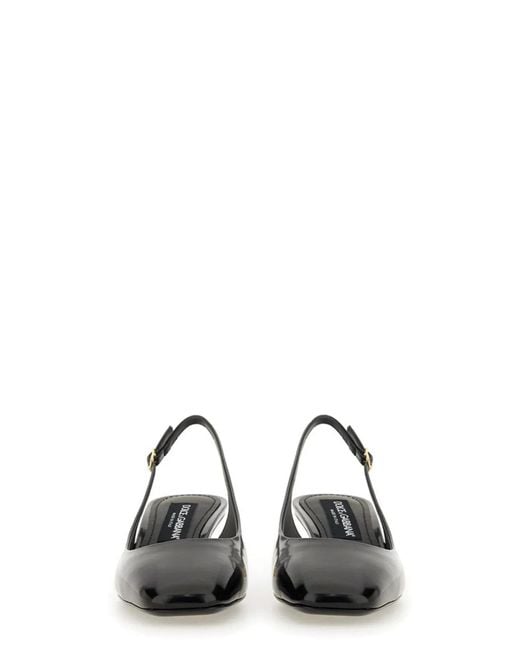 Dolce & Gabbana Black Dolce & Gabbana Patent Leather Slingback