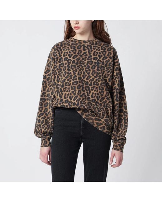Anine Bing Black Miles Hoodie With Leopard Print