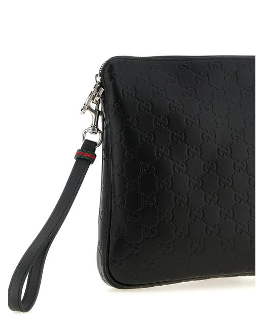 Gucci Black 'Gg Emblem' Medium Shoulder Bag for men