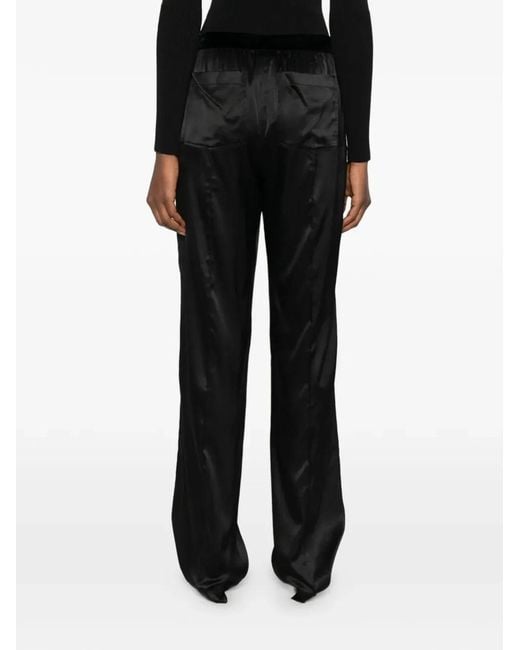 Tom Ford Black Stretch Silk Satin Pj Pants
