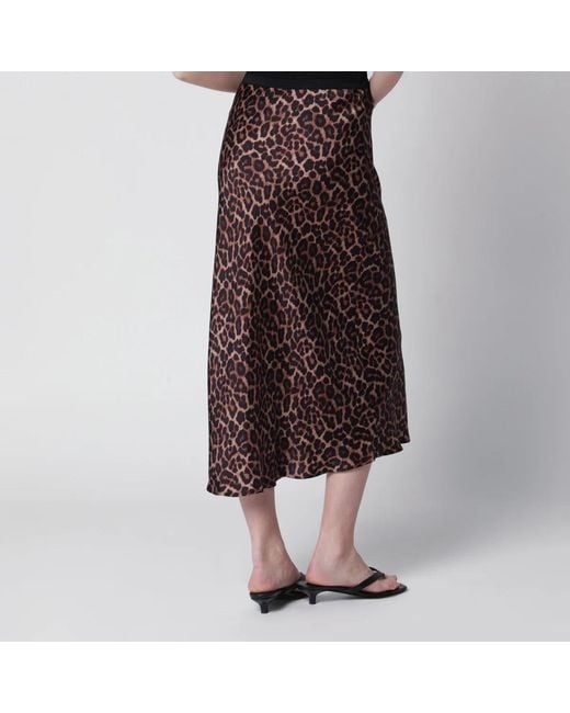 Anine Bing Brown Leopard-Print Silk Midi Skirt