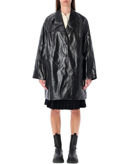 Low Classic Black Oversized Faux Leather Coat