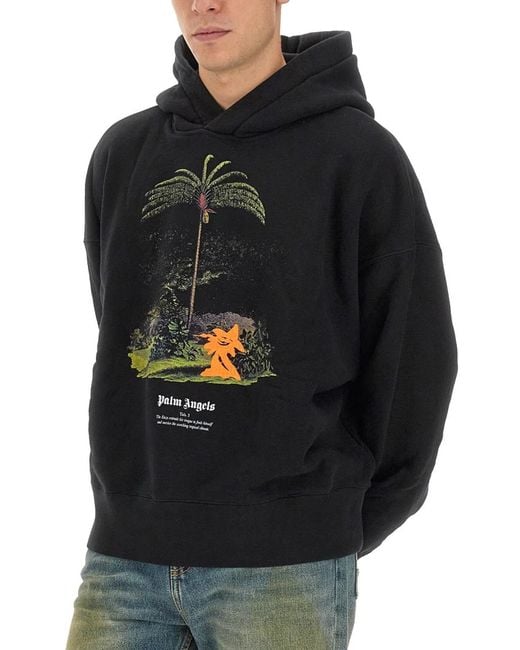 Palm Angels Black Enzo Sweatshirt From The Tropics for men