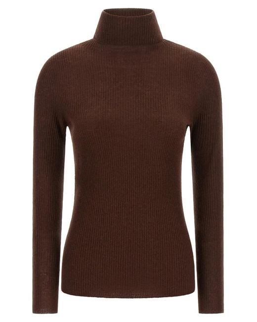 Fabiana Filippi Brown Ribbed Turtleneck Sweater