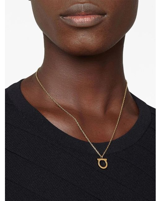 Ferragamo White Tone Gancini Statement Pendant Bijoux