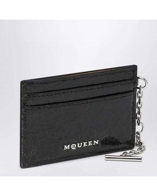McQueen Black T-Bar Credit Card Holder/Caramel for men