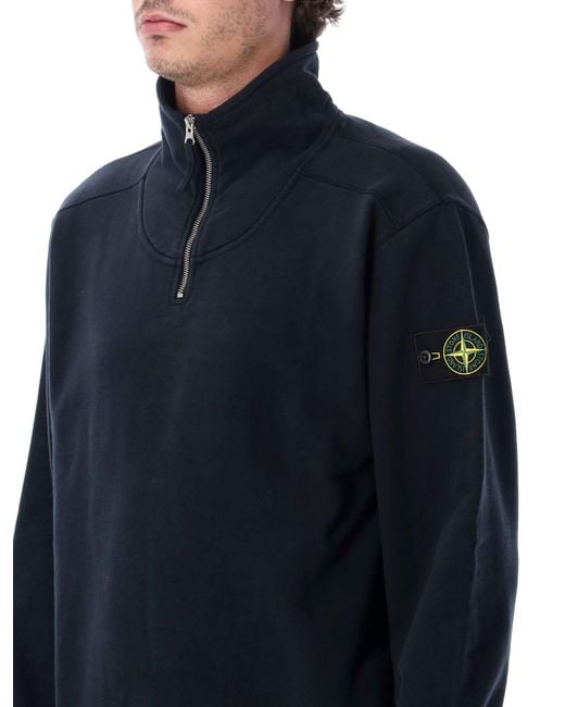 Stone Island Blue Half Zip Fleece for men