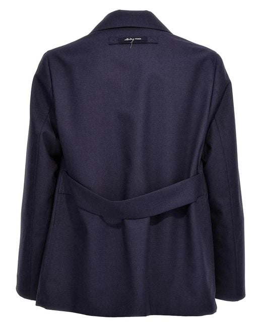 Fendi Blue Half Belt Jacket for men