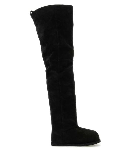 AMINA MUADDI Black Suede Heidi Over-The-Knee Boots