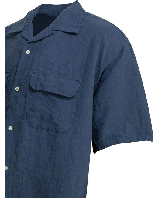 Beams Plus Blue Casual Linen Shirt for men