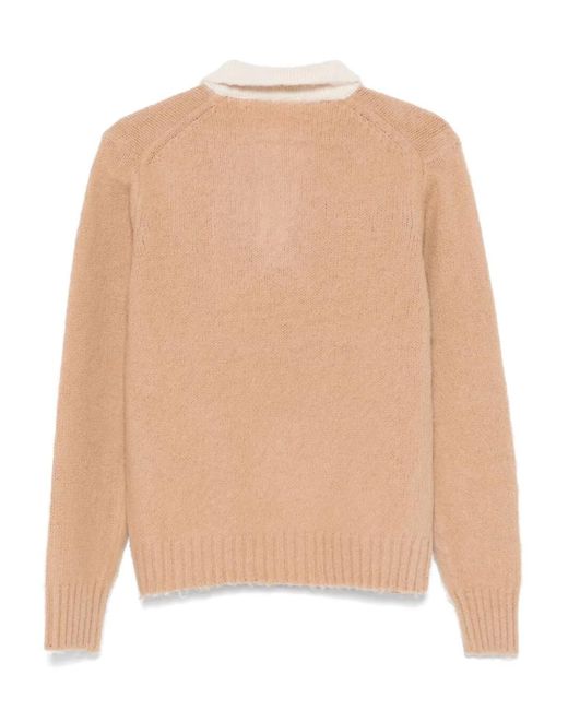 Aspesi Brown Polo Maglia Con Contrasto for men