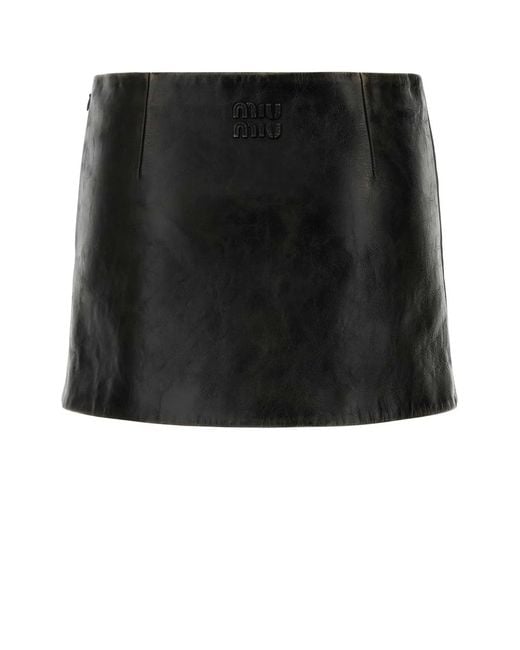 Miu Miu Black Gonne Pelle