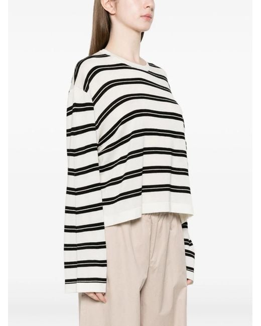Soft Goat White Horizontal Stripe Top