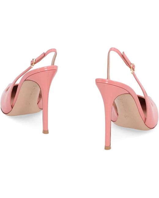 Gianvito Rossi Pink Patent Leather Slingback Pumps