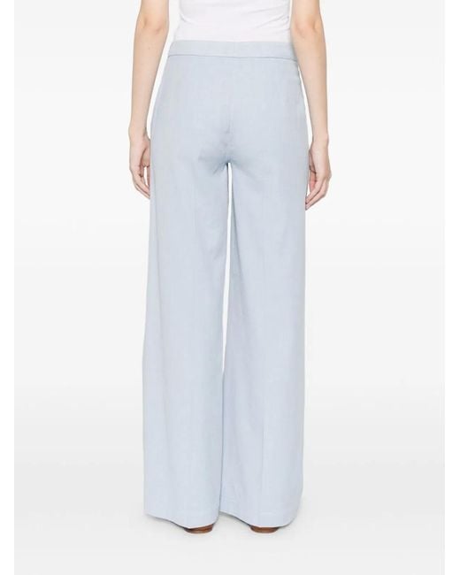 Via Masini 80 White Cotton Wide-Leg Trousers