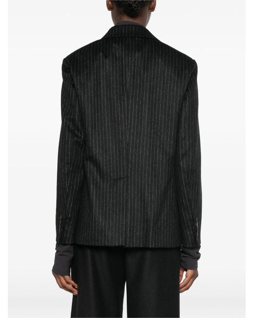 Barena Black Pinstripe-Pattern Notched-Lapels Jacket
