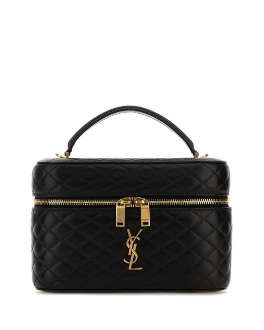 Saint Laurent Black Leather Large Vanity Gaby Handbag